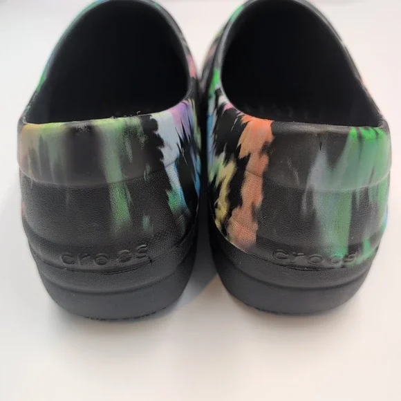 Crocs Neria Pro II Graphic Work Clogs Slip Resistant Tie Dye Women's Sz 9 W NWOB - Picture 3 of 16